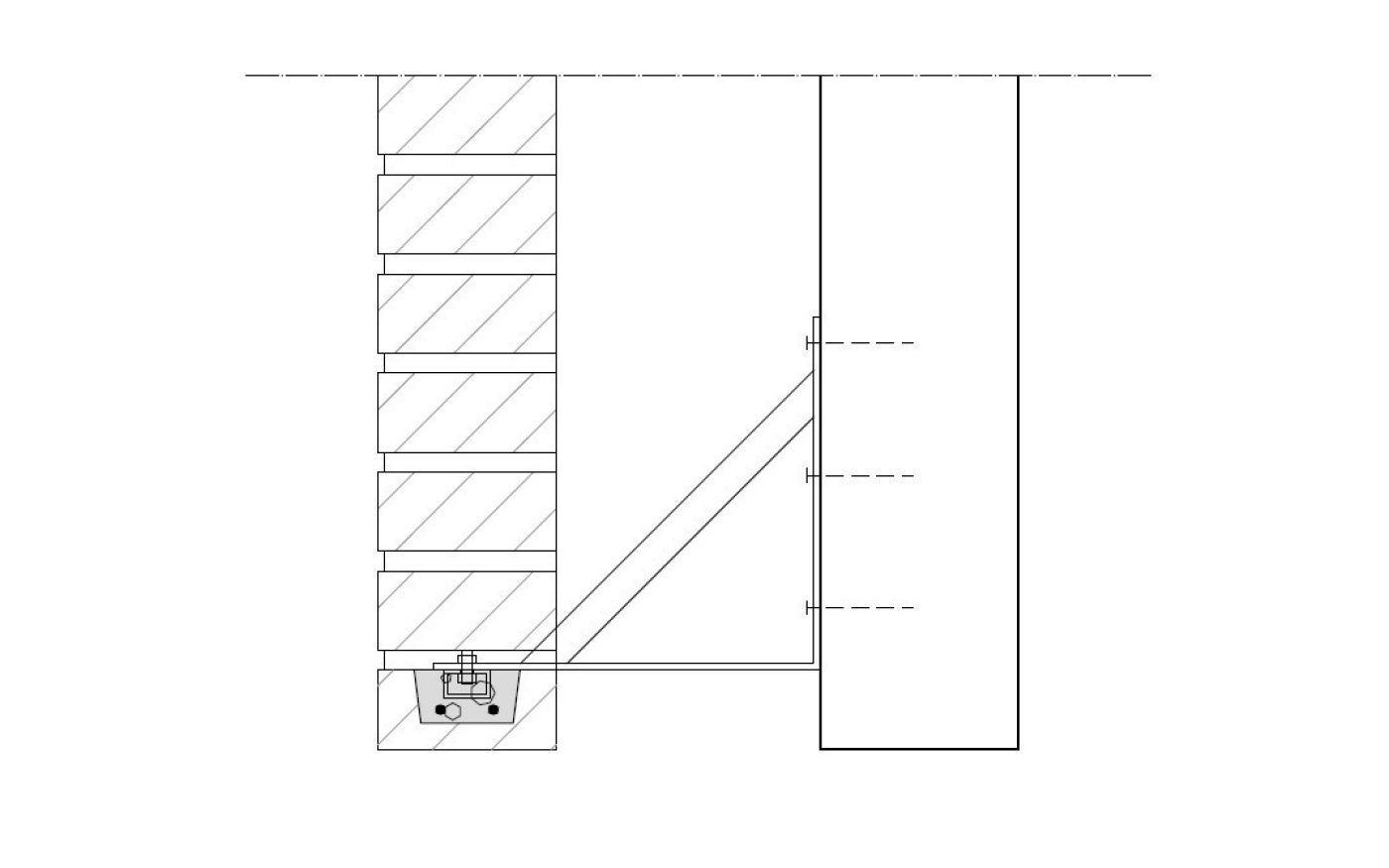 Tiilipalkin konsolikiinnitys, sivuleikkaus