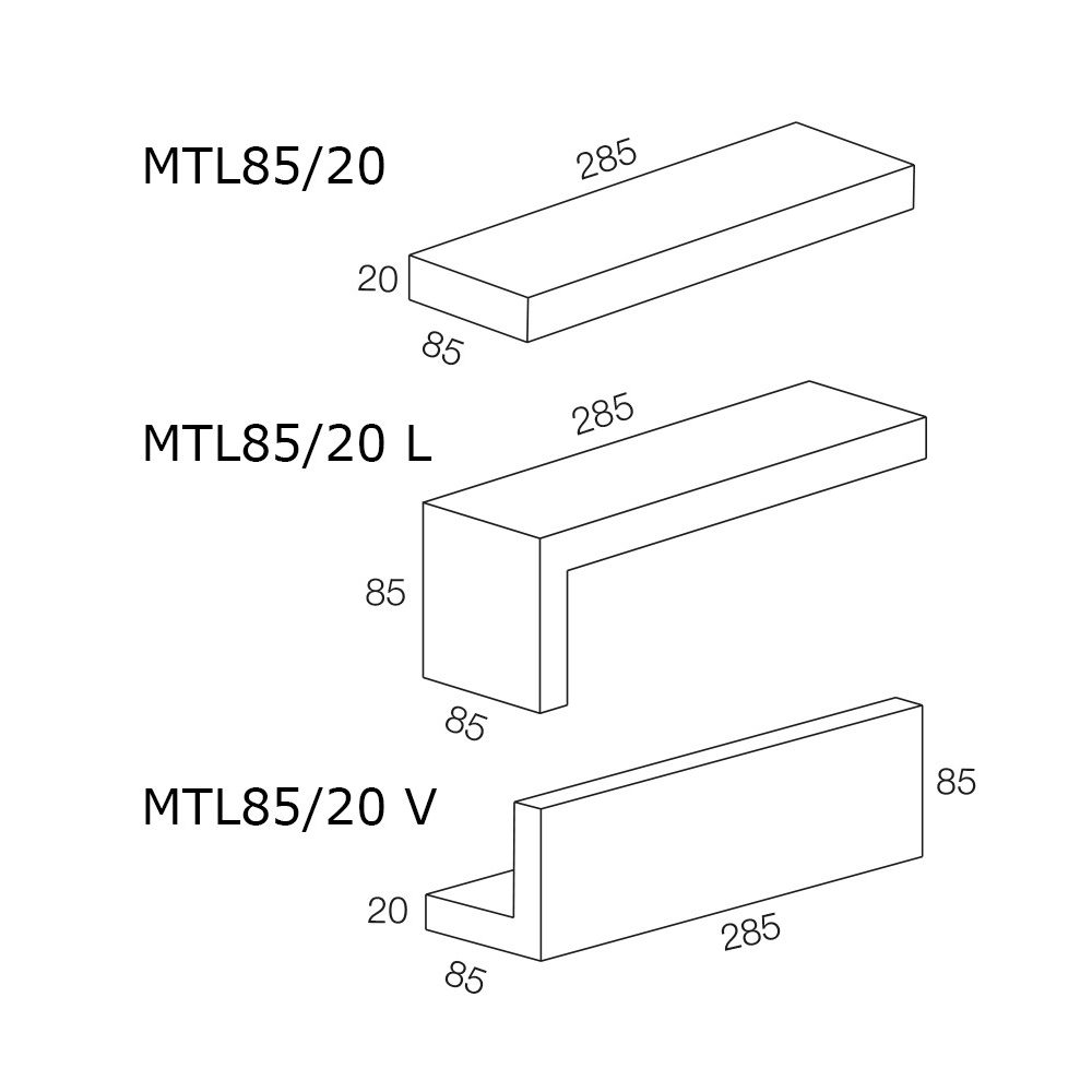 Tiililaattojen mittakuva MTL85
