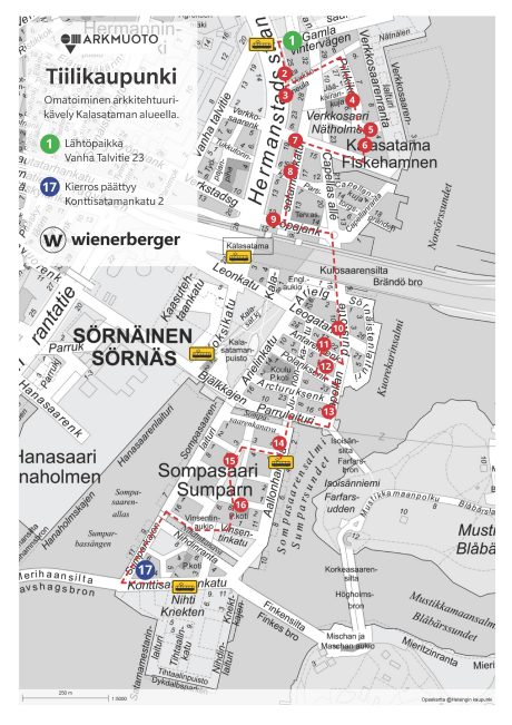 Tiilikaupunki reittikartta ArkMuoto
