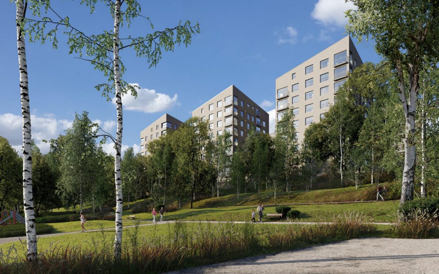 Vallilan salaisuus -asuinkerrostaloissa tiilipalkit