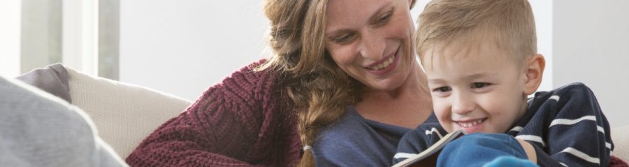 Mother and child reading a book